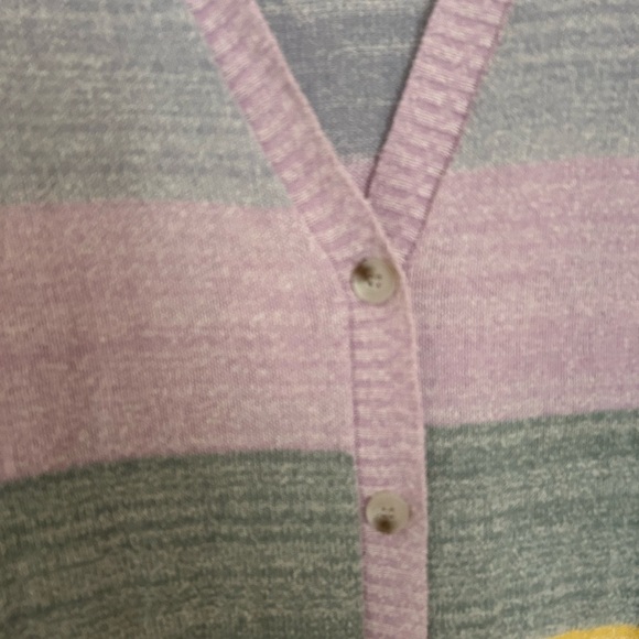 Striped Multicolor Women's Cardigan Sweater - Picture 2 of 5